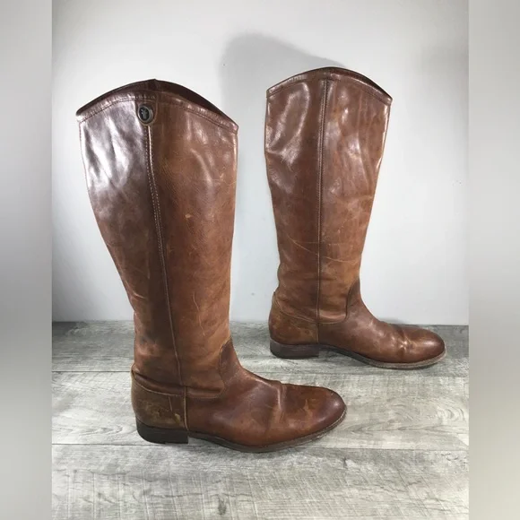 Frye 75449 Melissa Button 2 Brown Leather Knee-High Riding Womens Boots Size 10 - Picture 2 of 10